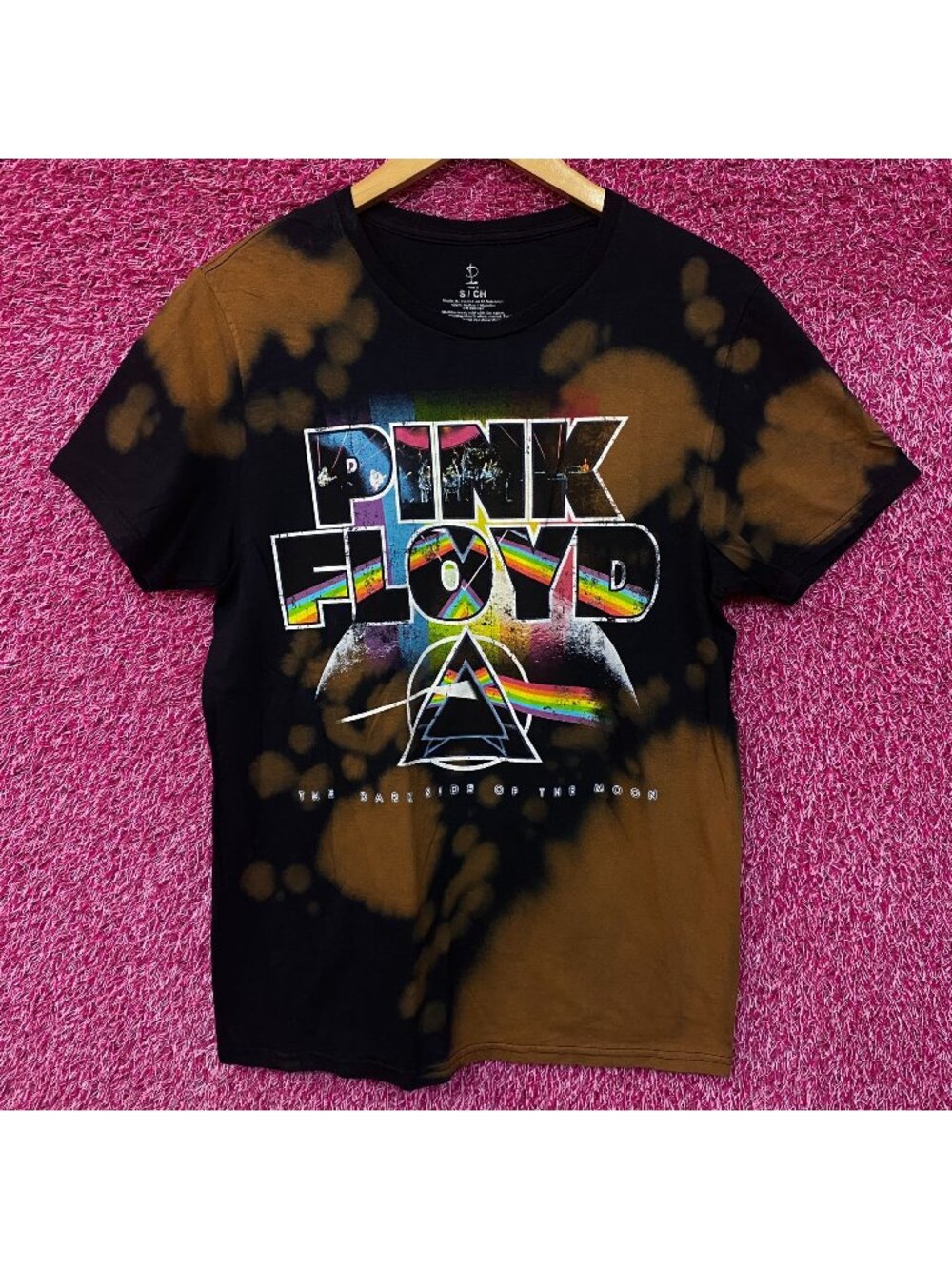 Pink Floyd the Dark Side of the Moon Bleach Dye Rock Tshirt size Small